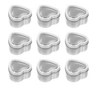 WOONEKY Latas Metálicas Vacías con Forma de Corazón 10 Unidades Recipientes de Hojalata Plateados con Tapa Transparente para Velas DIY Dulces y Manualidades Tamaño Compacto para