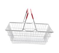 WOONEKY Mini Cesta de Compras Metálica Roja Grande Juguete para Cesta de Almacenaje para Juguetes y Accesorios de Supermercado Miniatura para Casa