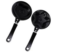 WOONEKY Mini Sartén para Tortillas y Panqueques 2 Pcs Hierro Antiadherente Formas de Corazón y Estrella, para Desayuno Infantil y Hacer Omelettes Varios estilos