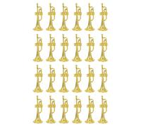 WOONEKY Mini Trompeta Dorada Decorativa de 12,5 Cm para Casas de Muñecas, Accesorio DIY Realista y Delicado, Set de 24 Piezas para Decoración Infantil y Manualidades