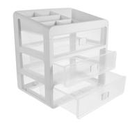 WOONEKY Organizador de Maquillaje y Joyas, Contenedor de Almacenamiento de Pp, Cajón Transparente Multicapa, Diseño por Capas y Compartimentos, Blanco Mediano 9294, para Tocador y Baño