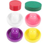 WOONEKY Paletas y Discos de Hockey sobre Hielo de Mesa 96 Mm y 64 Mm, Plástico Resistente, Juego de 17 Piezas Empujadores Multicolor, Accesorios para Sala de Juegos y Competición