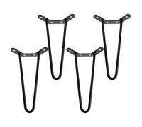 WOONEKY Patas de Horquilla de Metal Negro 400 Mm Soporte para Patas de Escritorio Resistentes para Mesas de Café Comedor y Gabinetes 4 Unidades Protección Antirayaduras