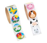 WOONEKY Pegatinas Autoadhesivas de Dibujos Animados de Animales de Granja 2 Rollos 100 Pegatinas Grandes Coloridas para Calcomanías Infantiles para Decoración de Libros y Fiestas