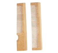 WOONEKY Peines para Barba y Bigote 2 Piezas Tamaño Pequeño de Bambú Natural, Peine Alisador Práctico Portátil para Hombres, Cuidado Facial y Viaje, Accesorios para Peinar Barba y Bigote