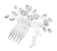 WOONEKY Peines Para El Cabello Para Mujer Decorativos Accesorios Nupciales Tocado Ducha Boda Accesorios Para El Cabello De Novia Paseo Damas De Honor Dama De Honor Taladro De Vidrio Silver