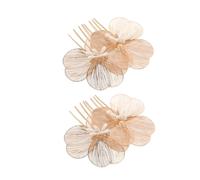 WOONEKY Peineta Floral Dorada Barroca 2 Piezas Hechas a Mano Accesorios para Cabello de Novia y Dama de Honor Tocado Lateral Flores para Boda y Peinados Recogidos