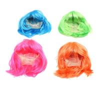 WOONEKY Pelucas de Cosplay 4 Piezas Bobo Cabeza Corta Colores Verde Azul Naranja Rosa para Fiestas de Disfraces Baile de Máscaras Carnaval y Halloween