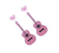 WOONEKY Pendientes Colgantes Guitarra Clásica Rosa Estilo Retro Elegante para Fiesta y Novia Bisutería Creativa de Moda para Mujer