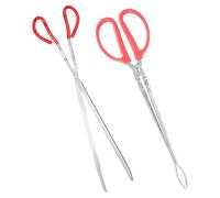 WOONEKY Pinzas para Serpientes de Acero Inoxidable 52 Cm (1 Curva 1 Recta) Multiusos Mango Antideslizante para Alimentación, Captura y Limpieza en Reptiles y Acuarios