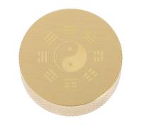 WOONEKY Pisapapeles Redondo de Cobre Pequeño para Caligrafía, Decoración Artesanal de Metal Sólido Diseño de Bagua Liso, Accesorio Reutilizable para Escritorio y Práctica de Dibujo