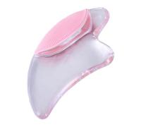 WOONEKY Placa Gua Sha de Cristal Transparente Luminosa 1 Unidad Tamaño Mediano para Masaje Facial Cuidado Piel Terapia de Raspado Rosa para Uso Facial
