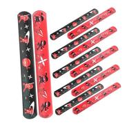 WOONEKY Pulseras Ninja Slap, 24 Piezas (2 Modelos X 12 Unidades), Bandas Elásticas de Fiesta en Negro y Rojo, Accesorios Divertidos para Cumpleaños y Juegos Infantiles