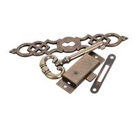 WOONEKY Reloj de Pie Antiguo de Metal Cerradura Mecánica, Llave y Bisagras Vintage para Bricolaje, Accesorios de Hardware para Reloj Náutico, Perillas en Forma de Lágrima, Conjunto de 4