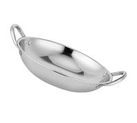 WOONEKY Sartenes Inox 26cm con Fondo Redondo y Doble Asa, Olla Metálica Ligera de Acero Inoxidable para Cocina en Casa y Actividades al Aire Libre, Utensilio Resistente para Guisos