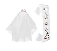 WOONEKY Sash para Novia con y Diadema para Despedida de Soltera Elegante Accesorio y Cómodo para Fiesta Temática Bridal Shower Faja para Novia Rosa Dorado