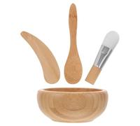 WOONEKY Set de Cuencos Espátula y Pincel Portátil de Madera para Mascarillas Faciales Varios estilos en Ritual DIY Ligero Varios estilos para Cuidado Facial Mujer