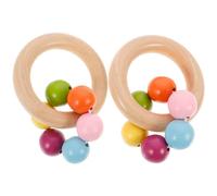 WOONEKY Sonajeros de Mano para Bebés 2 Piezas Forma de Anillo, Juguetes Sensoriales de Educación Temprana, Material Seguro para Desarrollo Motriz y Coordinación Visual Táctil, Uso