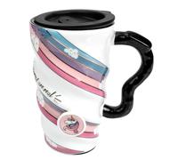WOONEKY Taza de Cerámica Estilo Bonito y Elegante con Diseño de Unicornio y Tapa, Capacidad 500ml, Forma Espiral Varios estilos Adecuado Familiares Varios estilos