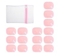 WOONEKY Toallas Faciales Reutilizables de Doble Capa, 15 Unidades Rosa con Bolsa para Lavado, Paños Suaves para Piel Sensible y Desmaquillante, Ideales para Cuidado Facial Diario y Viajes