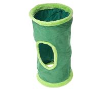 WOONEKY Túnel para Gatos Plegable Verde con Ojo de Buey y Bola de Peluche Colgante Tubo de Resistente y Antirrayaduras para Gatos de Interior y Gatitos Entretenimiento Doméstico