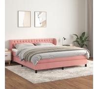 Woonisher Cama Box Spring con colchón Terciopelo Rosa 160x200 cm Colchón Doble de Tela Colchón Doble Colchones Memory