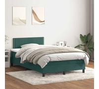 Woonisher Cama Box Spring con colchón Terciopelo Verde Oscuro 120x220 cm Colchón Doble de Tela Colchón Doble Colchones Memory