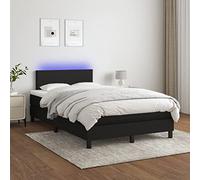 Woonisher Cama con somier con colchón e iluminación LED RGB, Estructura de Cama con cabecero Regulable en Altura, Conjunto de Dormitorio Completo 120x200 cm Negro para un Ambiente Moderno