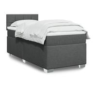 Woonisher Cama con somier con colchón y cabecero, Estructura Alta tapizada con muelles ensacados y Funda de Tela, Conjunto de Dormitorio Completo 100x200 cm Gris Oscuro para un sueño reparador