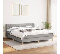 Woonisher Cama con somier con colchón y cabecero Regulable en Altura, Estructura de Cama Alta tapizada con núcleo de muelles ensacados, Conjunto de Dormitorio Completo 160x200 cm Gris Claro