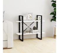 Woonisher Estantería de 2 Niveles Madera contrachapada Blanco 80x30x70 cm Mueble de TV aparador Mueble de TV