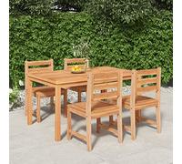 Woonisher Juego de Muebles de jardín en Oferta, 5 Piezas. Juego de Comedor de Madera Maciza de Teca, Muebles de Exterior Marrones, Mesa de Comedor con 6 sillas para jardín, terraza y balcón.