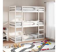 Woonisher Litera Triple de Madera Maciza, Cama Alta con 3 Camas y barandillas de Seguridad, Cama Familiar ahorradora de Espacio de 90x190 cm para familias numerosas