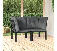 Woonisher Sillones Esquina jardín con Cojines 2 uds ratán PE Negro y Gris