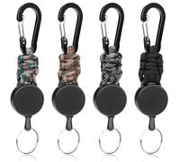 Woonyee Llavero Retractil, 4 Piezas Llaveros Extensibles Retráctil, Llaveros Extensibles Retráctil, Estirable 65 cm, Gran Elasticidad, Antipérdida en Exteriores