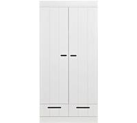 WOOOD Armario con 2 puertas y 2 cajones en madera blanca