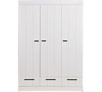 WOOOD Armario con 3 puertas y 3 cajones en madera blanca