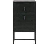 WOOOD Mesita de noche con 2 cajones en madera y metal negro