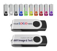 Wooolken 100 Piezas Pendrive Personalizado USB 2.0 Memoria USB con Logotipo o Diseño Personalizado 128MB/256MB/512MB/1GB/2GB/4GB/8GB/16GB/32GB/64GB/128GB（Color Negro