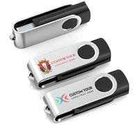 Wooolken 100 Piezas Pendrive Personalizado USB 2.0 Memoria USB con Logotipo o Diseño Personalizado 128MB/256MB/512MB/1GB/2GB/4GB/8GB/16GB/32GB/64GB/128GB（Color Negro