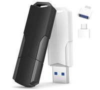 Wooolken Pendrive USB 128GB 3.0 Pack de 2, Memoria USB y Memoria Flash con Adaptador USB-C y Cordón, Pen Drive para PC, Portátil, TV, Coche, Mac y Chromebook