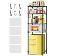 Wooruy Mini estante de 4 niveles para nevera de altura ajustable, organizador de mini refrigerador y soporte de microondas, estante de almacenamiento de metal para dormitorio, cocina, oficina, color