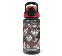 wooshwa Botella de Agua Niños y Niñas 600ml, Botella Infantil con Pajitas para Colegio Deportes Viajes, A prueba de fugas y Sin BPA - Nave Espacial Negro