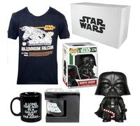 WOOTBOX - Caja Regalo para coleccionista, Unisex, diseño de Star Wars - Camiseta halcón Milenium y Figura Pop Dark Vader Talla M