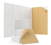 Woovio 12 paneles de insonorización autoadhesivos de pared acústicos de alta densidad de 12 x 12 x 0.4 pulgadas, paneles de insonorización para el hogar, oficinas y sala de grabación, color blanco