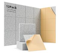 Woovio 12 paneles de insonorización autoadhesivos de pared acústicos de alta densidad de 30,5 x 30,5 x 1,0 cm, paneles de insonorización para el hogar, oficinas y sala de grabación, color gris
