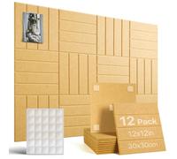 Woovio Corcho Pared Autoadhesivo 120x90 cm, Tablero de Corcho Decorativo para el Hogar la Escuela la Oficina,12 Tablones con 60 Almohadillas Adhesivas de Doble Cara (Amarillo)