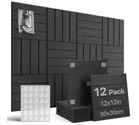 Woovio Corcho Pared Autoadhesivo 120x90 cm, Tablero de Corcho Decorativo para el Hogar la Escuela la Oficina,12 Tablones con 60 Almohadillas Adhesivas de Doble Cara (Negro)