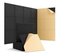 Woovio Paneles acústicos autoadhesivos, 30,5 x 30,5 x 1 cm, paneles de pared insonorizados de alta densidad, decoración de pared, panel absorbente de sonido, paquete de 12, color blanco