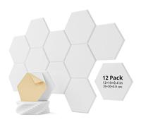 Woovio Paneles de insonorización autoadhesivos, paneles acústicos hexagonales para pared, paquete de 12 paneles absorbentes de sonido de alta densidad para estudio de grabación, sala de estar